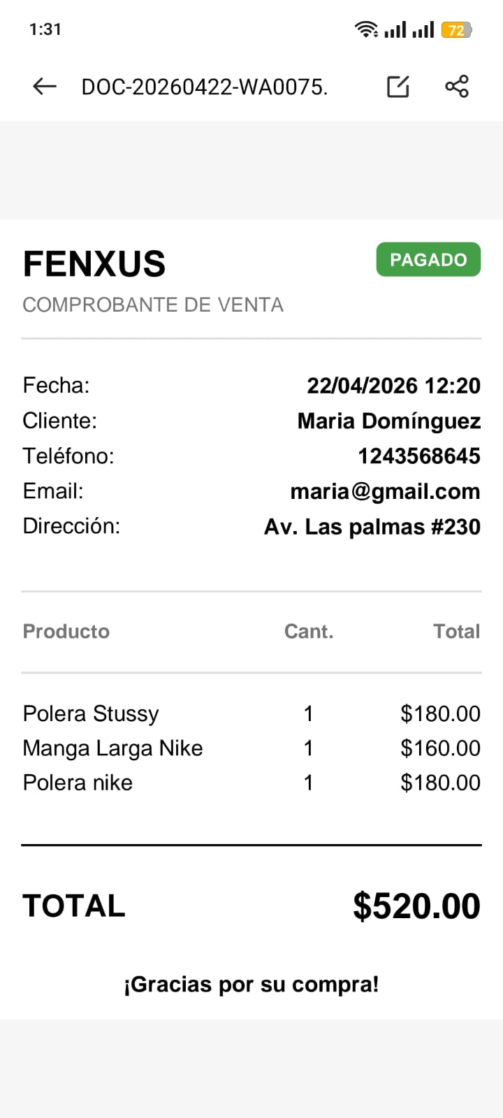 Fenxus Recibo Digital